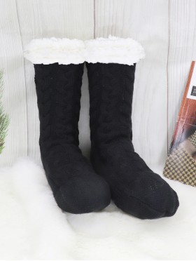 Cable Knitted Indoor Anti-Skid Slipper Socks